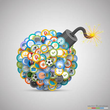 Dynamite set of icons art. Vector illustrationのイラスト素材