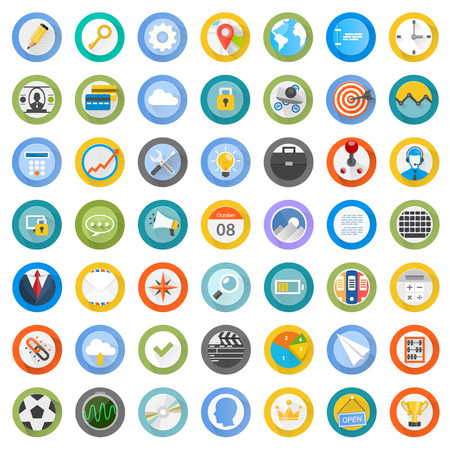 Set flat circular icons art. Vector illustrationのイラスト素材