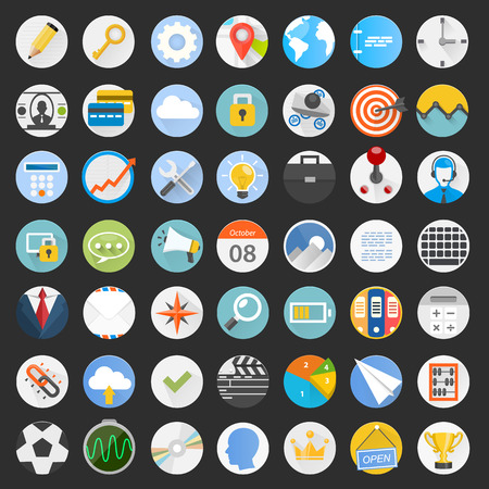 Set flat circular icons art. Vector illustrationのイラスト素材