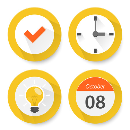 Set of flat time icons. Vector illustrationのイラスト素材