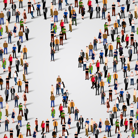 Large group of people in letter K form. Vector seamless backgroundのイラスト素材