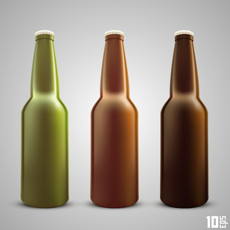 Beer bottle set color art. Vector illustrationのイラスト素材