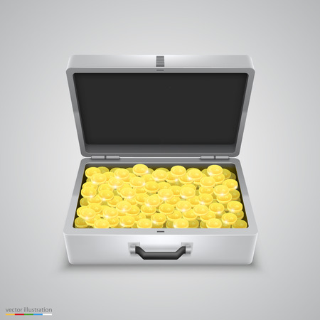 Outdoor metal briefcase coins art object. Vector Illustrationのイラスト素材