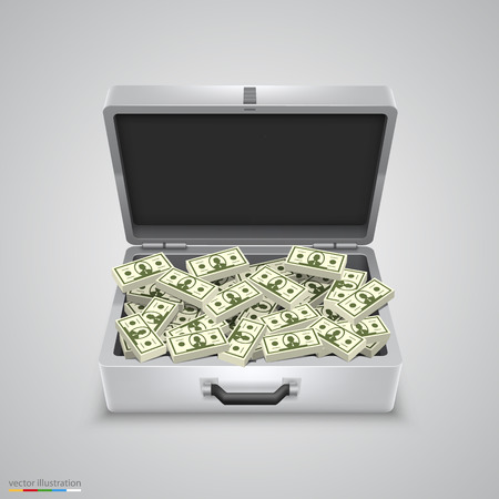 Outdoor metal briefcase dollar art object. Vector Illustrationのイラスト素材