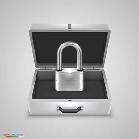 Outdoor metal briefcase padlock art object. Vector Illustrationのイラスト素材