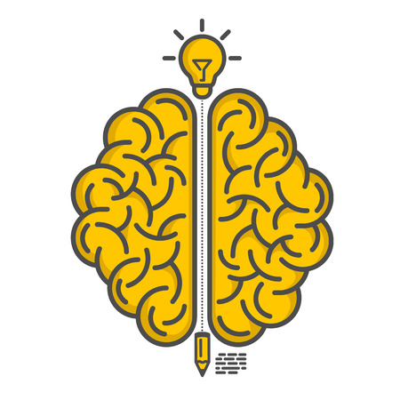 Silhouette of the brain on a white background. Vector illustrationのイラスト素材