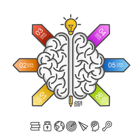 Silhouette of the brain on a white background. Vector illustrationのイラスト素材