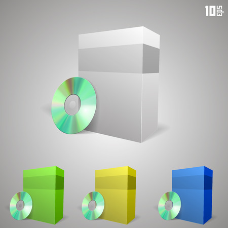 Cd drive with a box. Vector illustrationのイラスト素材