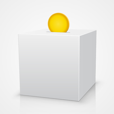 White box piggy bank with a coin. Vector illustrationのイラスト素材