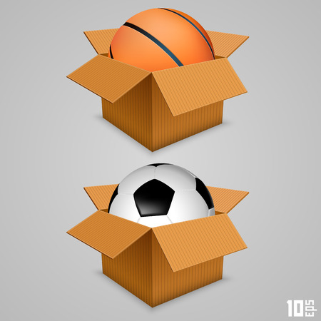 The ball in the box. Vector illustrationのイラスト素材