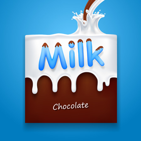 Milk with chocolate art bannerのイラスト素材