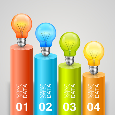 Idea of bulbs in the chart. Vector illustrationのイラスト素材