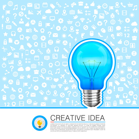 Bulb idea with icons on the background. Vector illustrationのイラスト素材