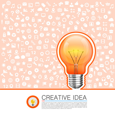 Bulb idea with icons on the background. Vector illustrationのイラスト素材