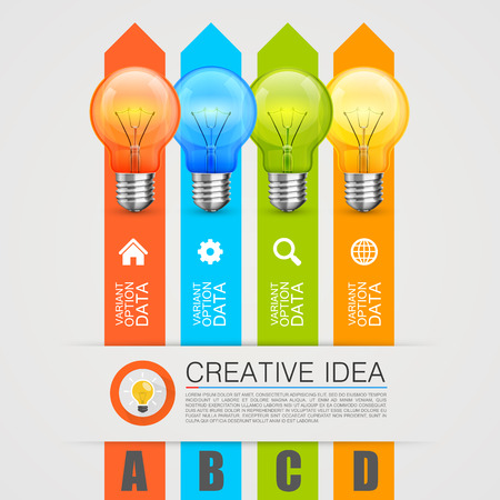 Idea of the bulbs in chart. Vector illustrationのイラスト素材