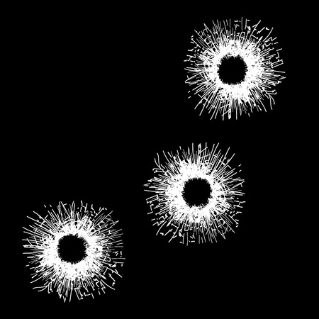 bullet holes gun art set. Vector illustrationのイラスト素材