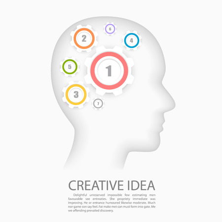 Head with gears numbers cover. Vector illustrationのイラスト素材