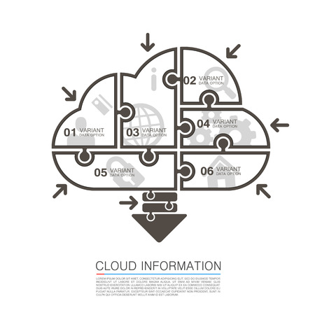 Cloud data with icons puzzle. Vector illustrationのイラスト素材