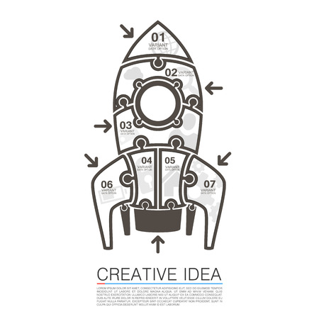 Rocket icons of puzzles art. Vector illustrationのイラスト素材