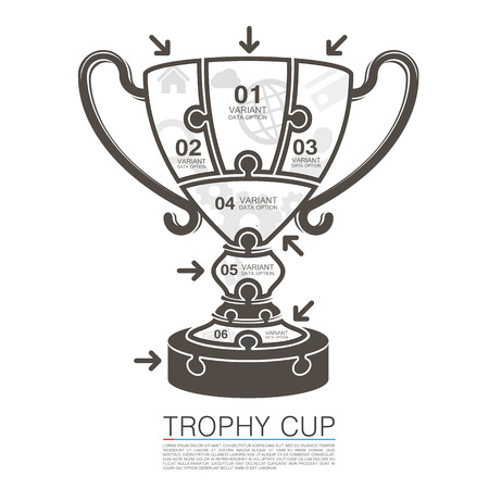 Cup winner with icons puzzle. Vector illustrationのイラスト素材