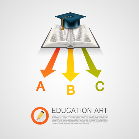 Arrow books with cap art object. Vector illustrationのイラスト素材