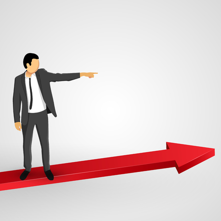 Businessman points to the growing chart. Vector illustrationのイラスト素材