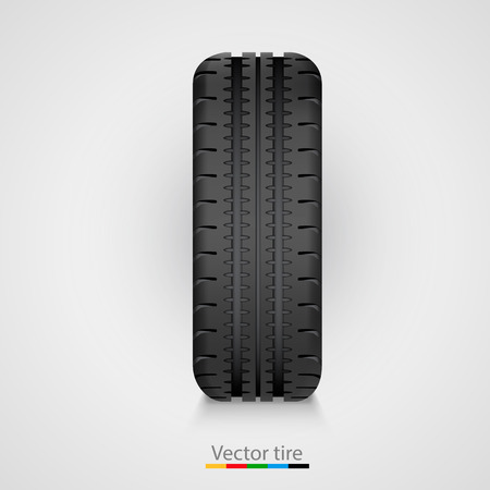 Black rubber tire on white background. Vector illustrationのイラスト素材