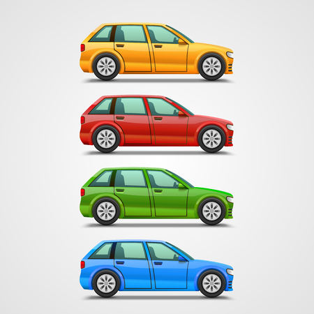 Car color set art object. Vector illustrationのイラスト素材