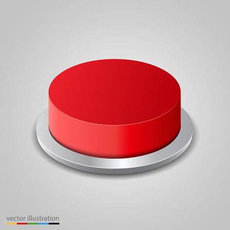 Realistic red button on white background. Vector illustrationのイラスト素材