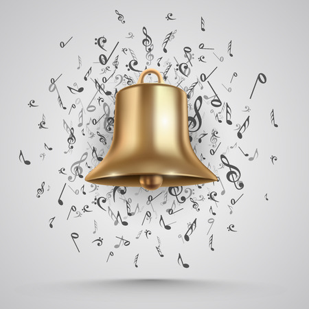 Golden bell isolated on white. Vector illustrationのイラスト素材