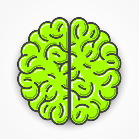 Cartoon green brain sign. Clean vector illustrationのイラスト素材
