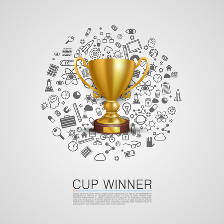 Winner cup set icons art. Vector illustrationのイラスト素材
