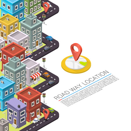 Road in the city Isometric. Vector backgroundのイラスト素材