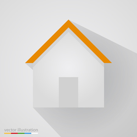 Flat home sign on white background with shadow. Vector illustrationのイラスト素材