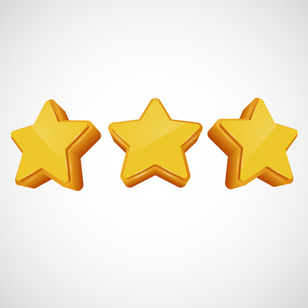 Golden star in different angles. Vector illustrationのイラスト素材