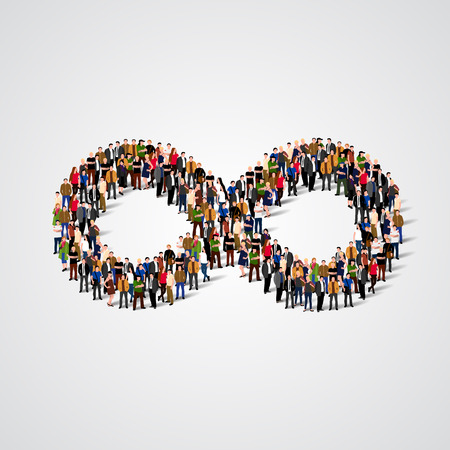 Large group of people in the shape of infinity sign. Vector illustration.のイラスト素材