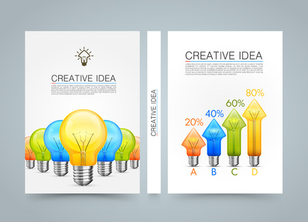 Creative idea banner info, Idea lamp arrow up, A4 size paperのイラスト素材