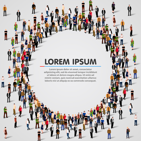 Large group of people in the shape of circle. Vector illustrationのイラスト素材