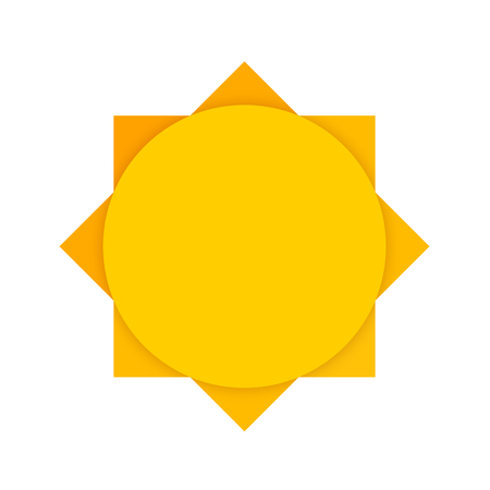 Abstract yellow sun. Clean sun icon. Summer sun. Sun on white background. Vector illustration.のイラスト素材