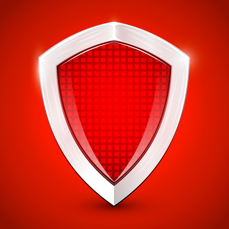 Shiny metal red shied. Protection concept. Vector illustrationのイラスト素材
