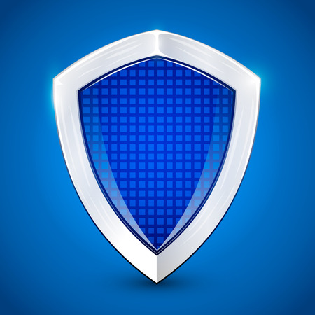 Shiny metal blue shied. Protection concept. Vector illustrationのイラスト素材