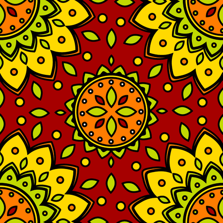 Colorful ethnic patterned background art. Arabesque ornamentのイラスト素材