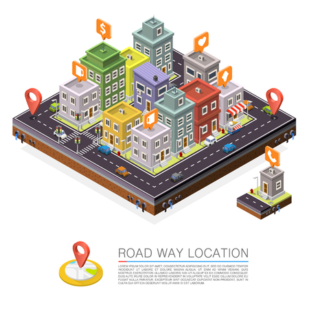 Road in the city Isometric, cityscape locationのイラスト素材