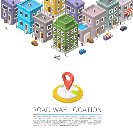 Road in the cityscape Isometric, City location apartmentのイラスト素材
