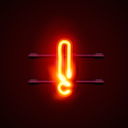 Neon font letter exclamatory sign art design.のイラスト素材