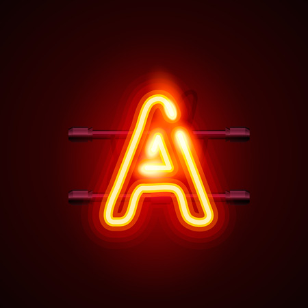 Neon font letter a, art design. Vector illustrationのイラスト素材