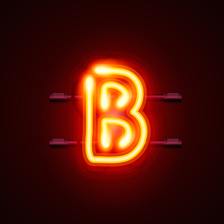 Neon font letter b, art design. Vector illustrationのイラスト素材