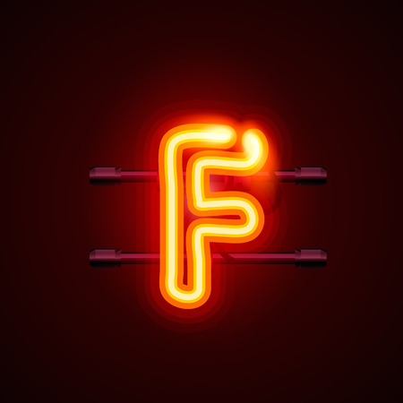 Neon font letter f, art design. Vector illustrationのイラスト素材