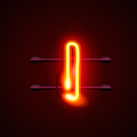 Neon font letter i, art design. Vector illustrationのイラスト素材
