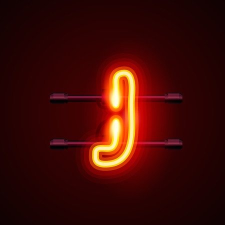 Neon font letter j, art design. Vector illustrationのイラスト素材